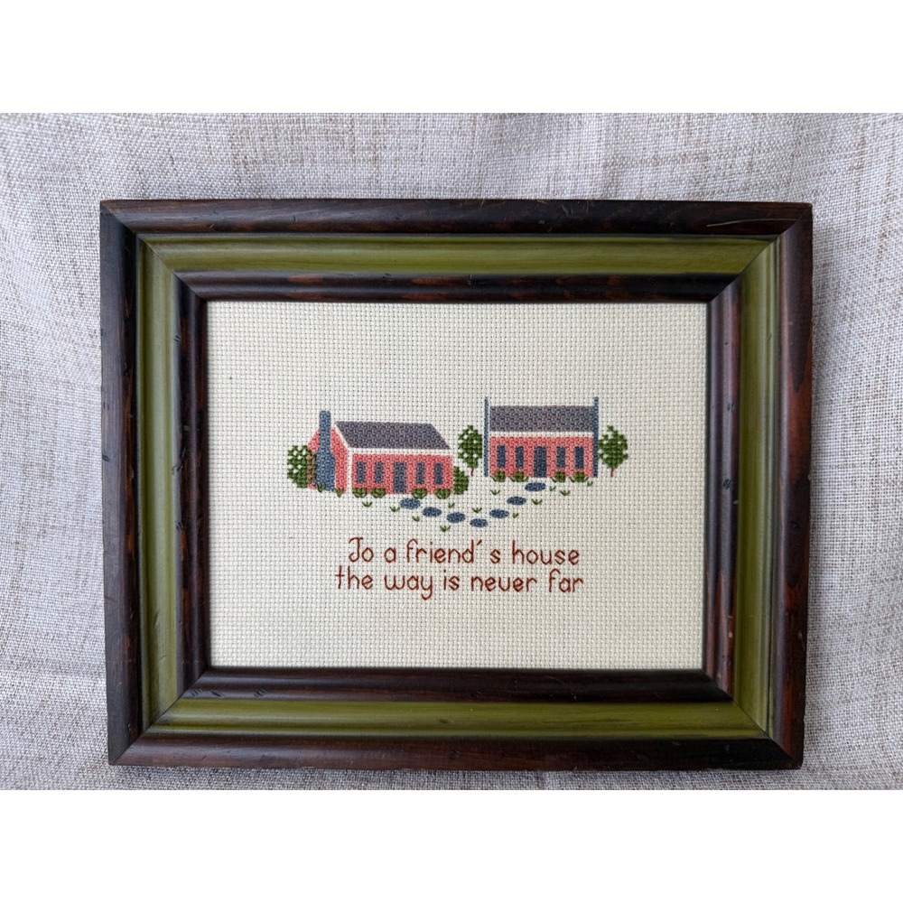 Cross Stitch Wall Art 10.5x8.5 Brown Excellent Country Decor